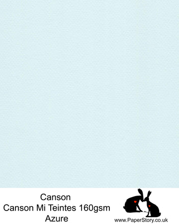 Canson Mi Teintes acid free, Azure Pale Blue, hammered texture honeycomb surface paper 160 gsm. This is a popular and classic paper for all artists especially well respected for Pastel  and Papercutting made famous by Paper Panda. This paper has a honeycombed finish one side and fine grain the other. An authentic art paper, acid free with a  very high 50% cotton content. Canson Mi-Teintes complies with the ISO 9706 standard on permanence, a guarantee of excellent conservation  
