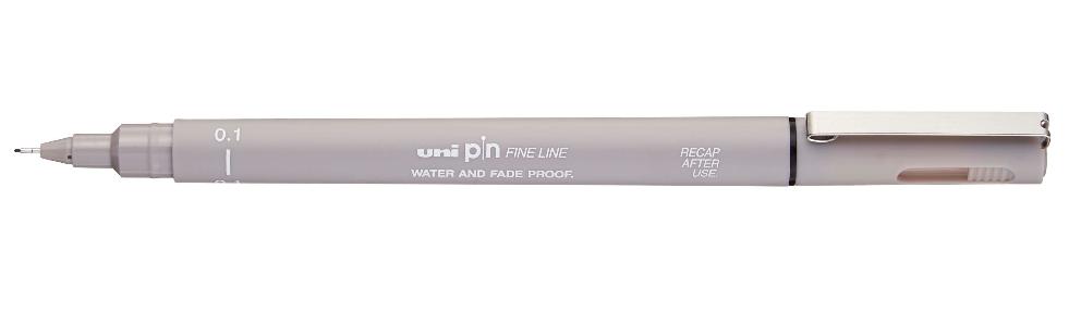 Uni Pin Fine Line Light Grey Waterproof Drawing Pen. The Uni Pin pen range uses fade proof, waterproof pigment ink