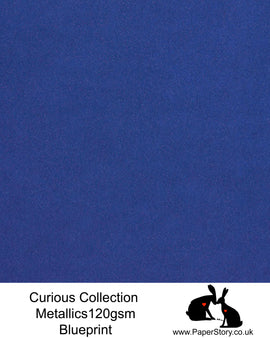 Curious Collection Curious Metallics. Blueprint is now a rare find, stunning bright blue. This unique metallic paper is unlike any other metallic shimmer surface, the natural underlying wove surface of Curious Metallics enhances the stunning metallic shimmer
