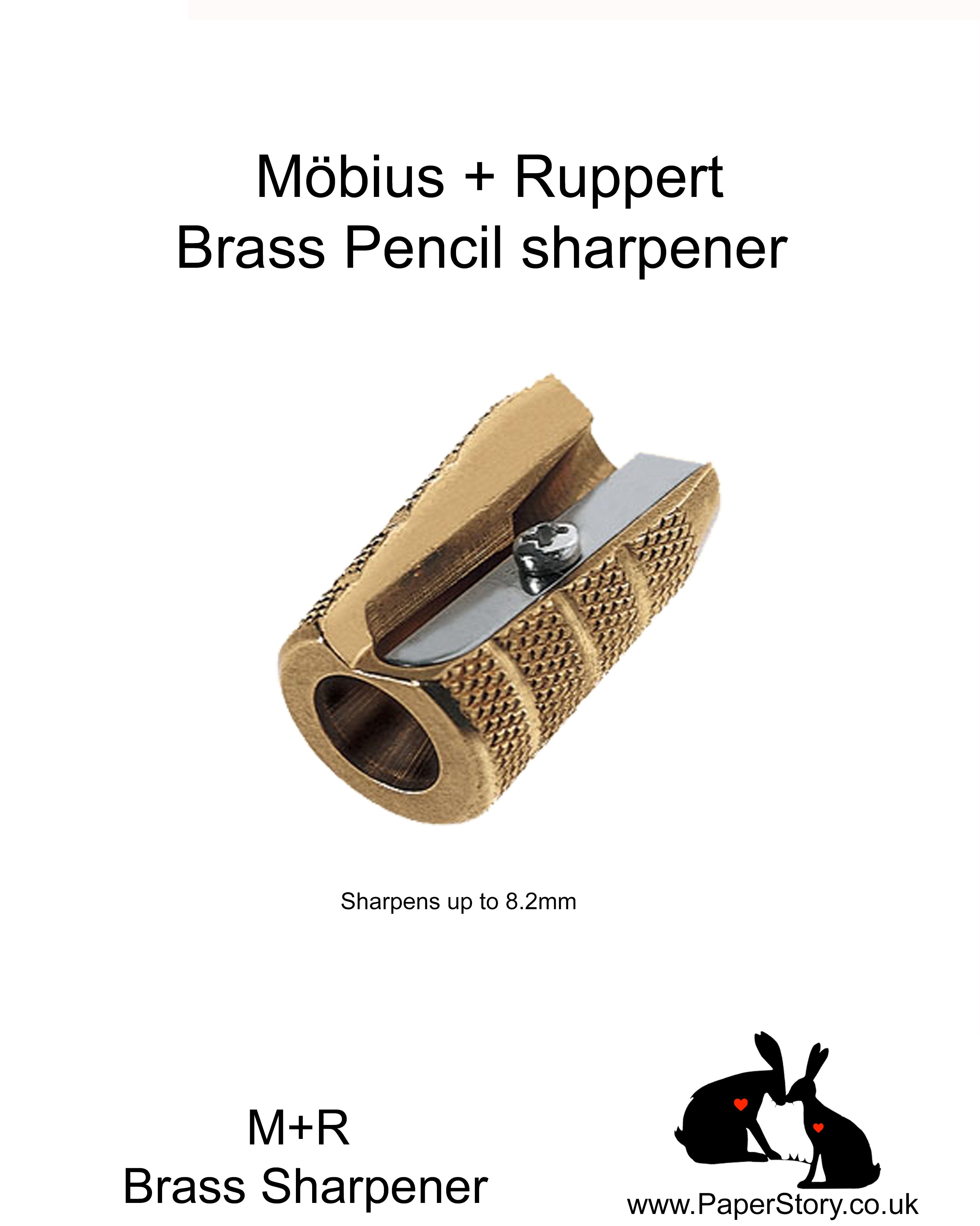 M+R Brass round pencil sharpener barrel GRANITE, Grenade style, Looks and feel of  quality. These heavy hand held quality sharpener made by Möbius + Ruppert in Germany These unbreakable sharpeners, are suited for pencils up to 8.2 mm  hardened M+R quality blades