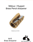 M+R Brass round pencil sharpener barrel GRANITE, Grenade style, Looks and feel of  quality. These heavy hand held quality sharpener made by Möbius + Ruppert in Germany These unbreakable sharpeners, are suited for pencils up to 8.2 mm  hardened M+R quality blades