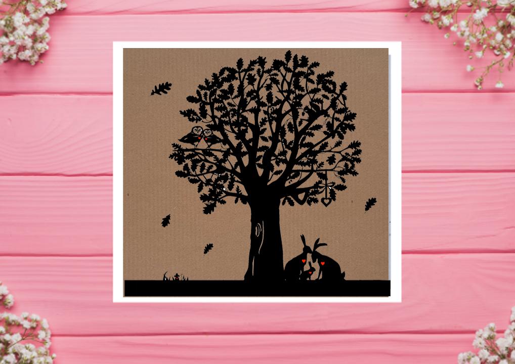Greetings Card : PaperStory Oak Tree : printed onto brown craft card