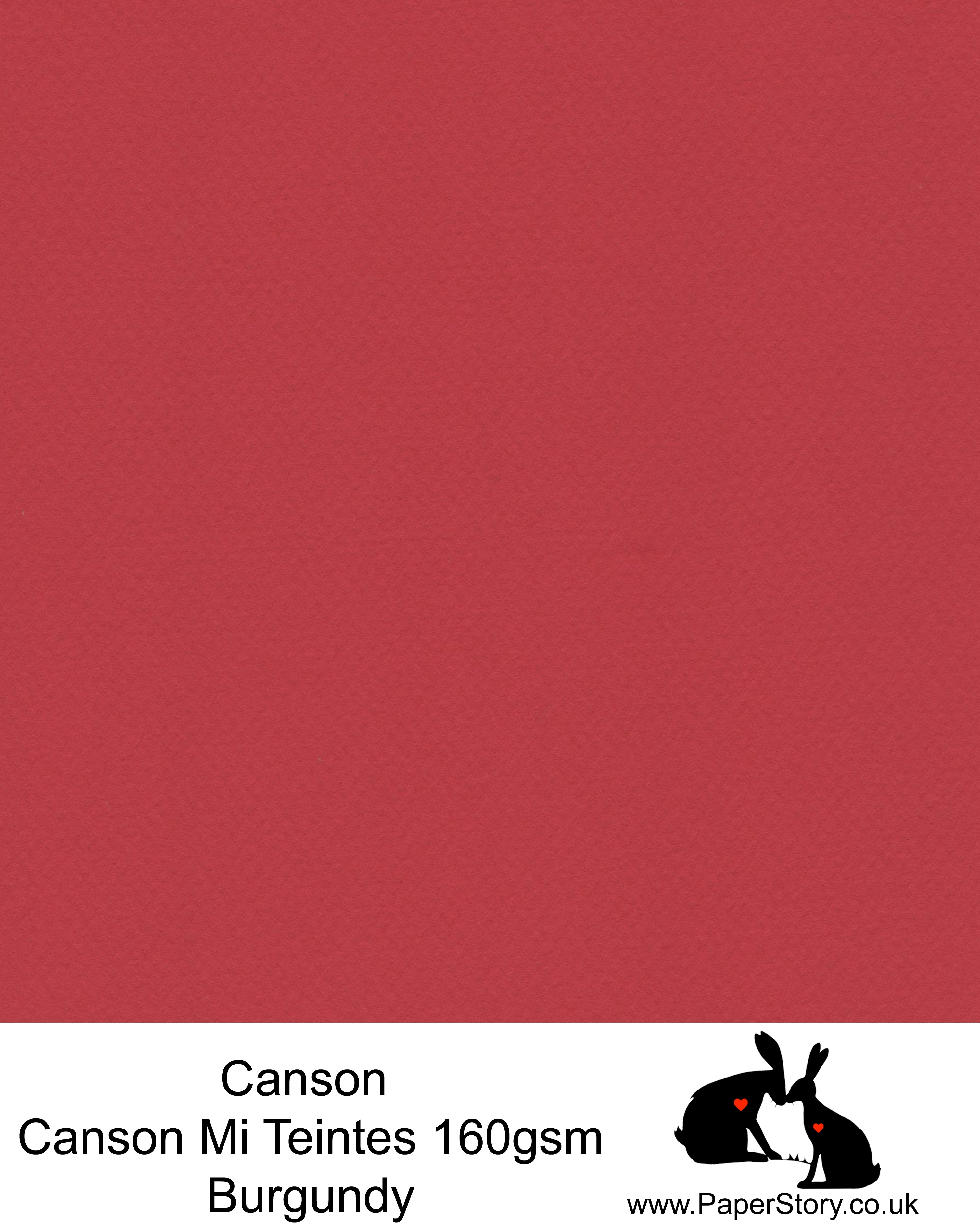 Canson Mi Teintes acid free, Burgundy red, hammered texture honeycomb surface paper 160 gsm. This is a popular and classic paper for all artists especially well respected for Pastel  and Papercutting made famous by Paper Panda. This paper has a honeycombed finish one side and fine grain the other. An authentic art paper, acid free with a  very high 50% cotton content. Canson Mi-Teintes complies with the ISO 9706 standard on permanence, a guarantee of excellent conservation  