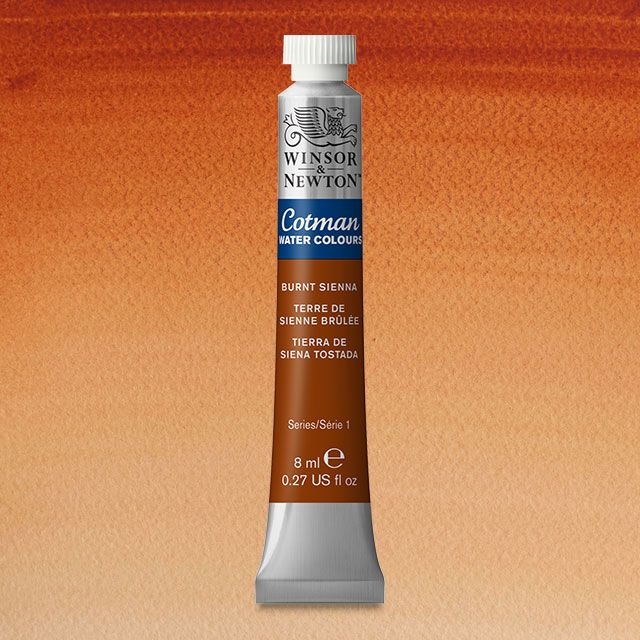 Winsor & Newton Watercolour Paint Cotman 8ml tube : Burnt Sienna