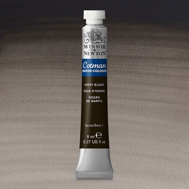 Winsor & Newton Watercolour Paint Cotman 8ml tube : Ivory Black