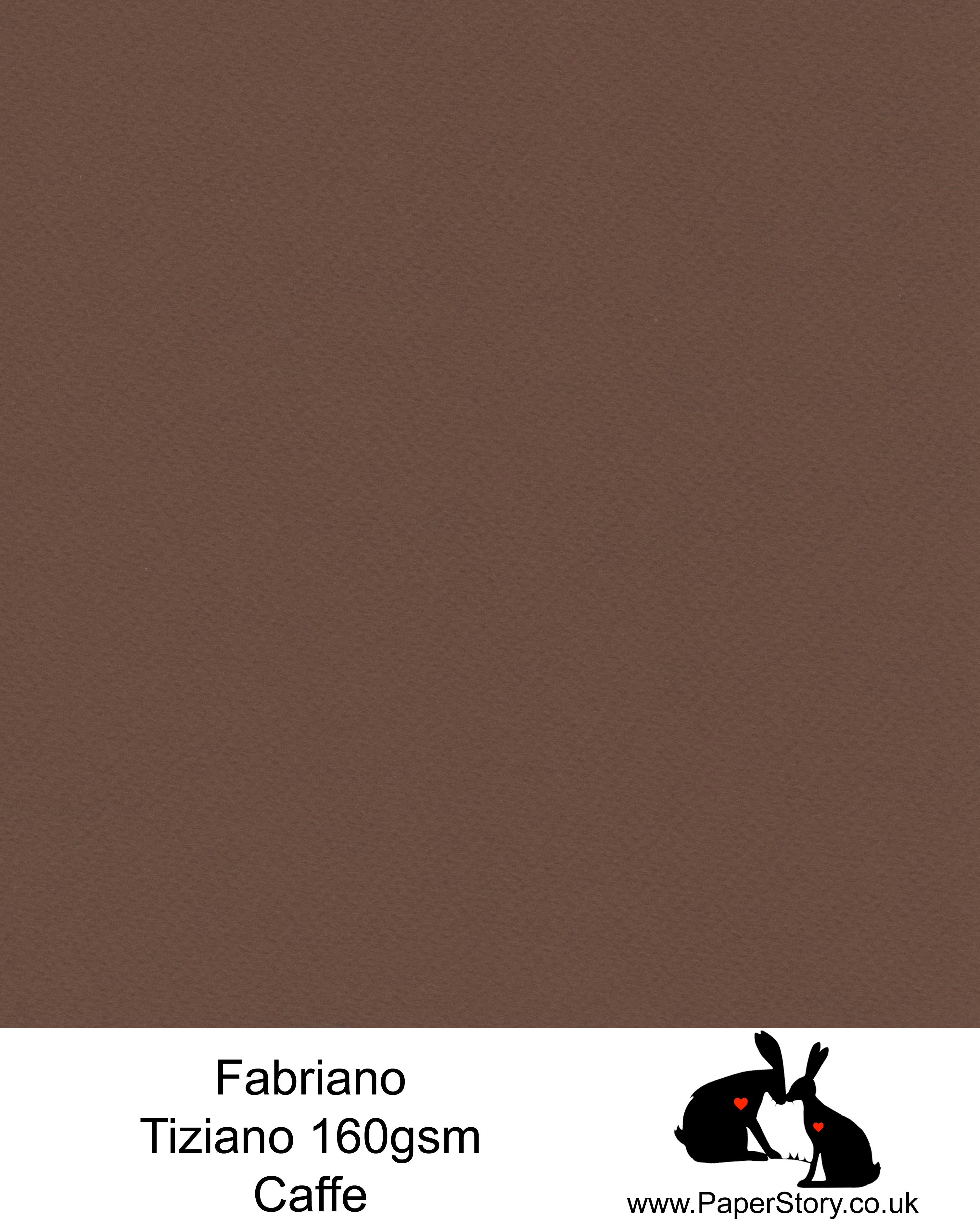High quality paper from Italy, Caffe, deep chocolate brown Fabriano Tiziano is 160 gsm, Tiziano has a high cotton content, a textured naturally sized surface. This paper is acid free to guarantee long permanence in time, pH neutral. It has highly lightfast colours, an excellent surface making and sizing which make this paper particularly suitable for papercutting, pastels, pencil, graphite, charcoal, tempera, air brush and watercolour techniques. Tiziano can be used for all printing techniques.