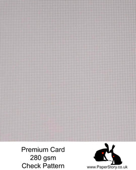 A4 Smooth card 280 gsm Single sided, white mini check repeating pattern, on a taupe background.  Smooth card, perfect for crafting and card making.