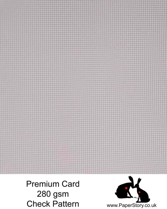 A4 Smooth card 280 gsm Single sided, white mini check repeating pattern, on a taupe background.  Smooth card, perfect for crafting and card making.