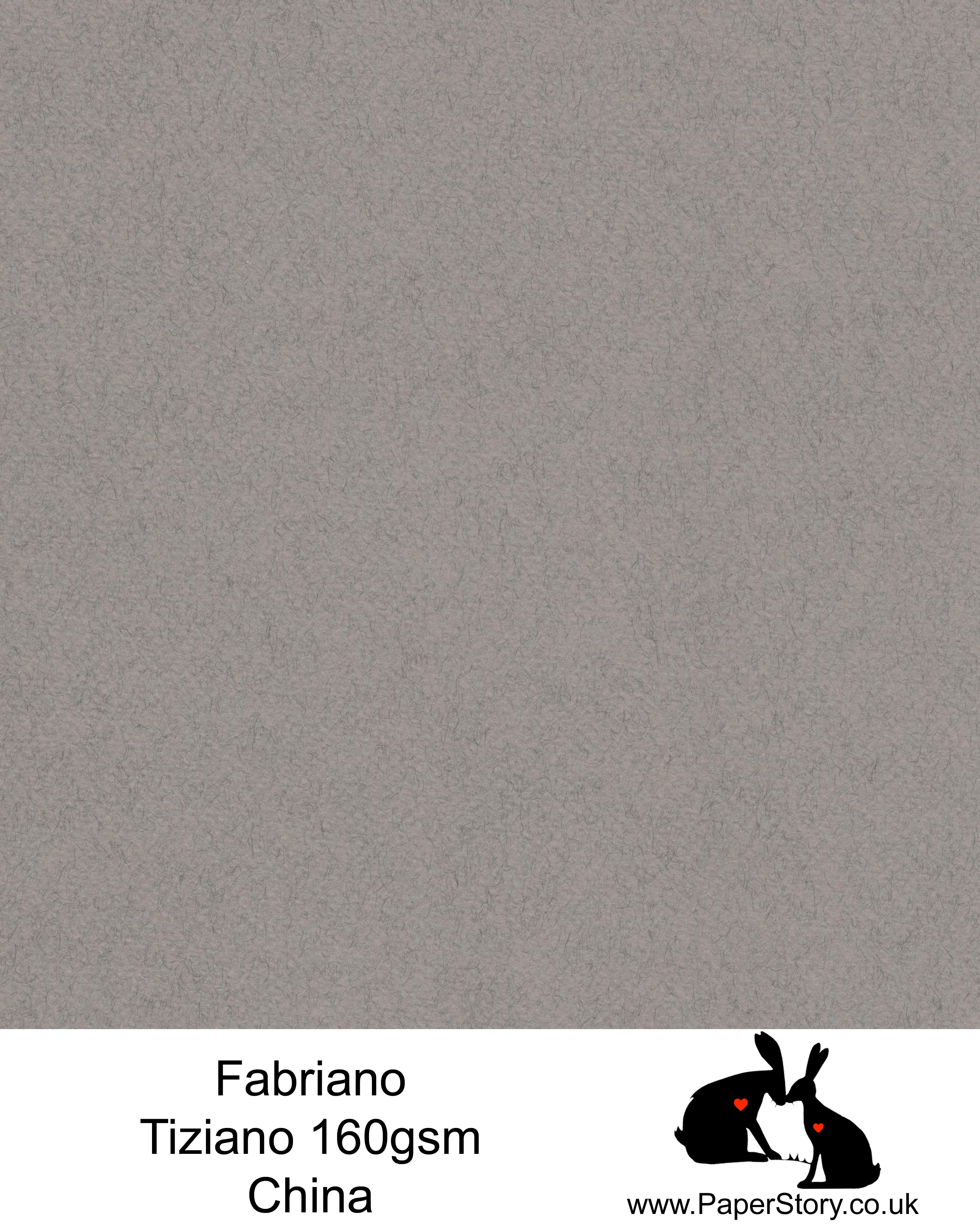 High quality paper from Italy, China mid tone felted grey Fabriano Tiziano is 160 gsm, Tiziano has a high cotton content, a textured naturally sized surface. This paper is acid free to guarantee long permanence in time, pH neutral. It has highly lightfast colours, an excellent surface making and sizing which make this paper particularly suitable for papercutting, pastels, pencil, graphite, charcoal, tempera, air brush and watercolour techniques. Tiziano can be used for all printing techniques.