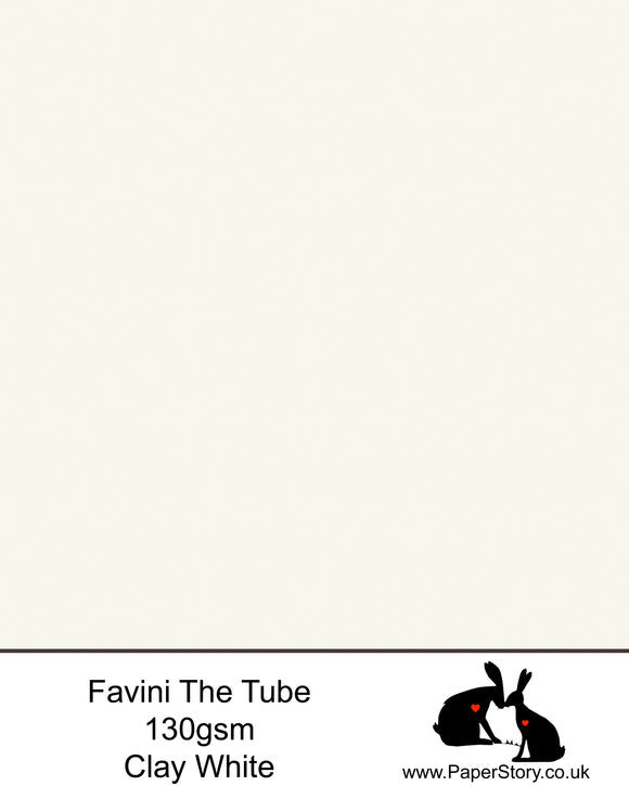 The Tube Favini Clay white, is a beautiful soft natural white. is an innovative matte paper and our favourite PaperCutting paper, also be use for foil and screen blocking. The subtle soft touch of this paper provides an elegance unsurpassed by any other paper