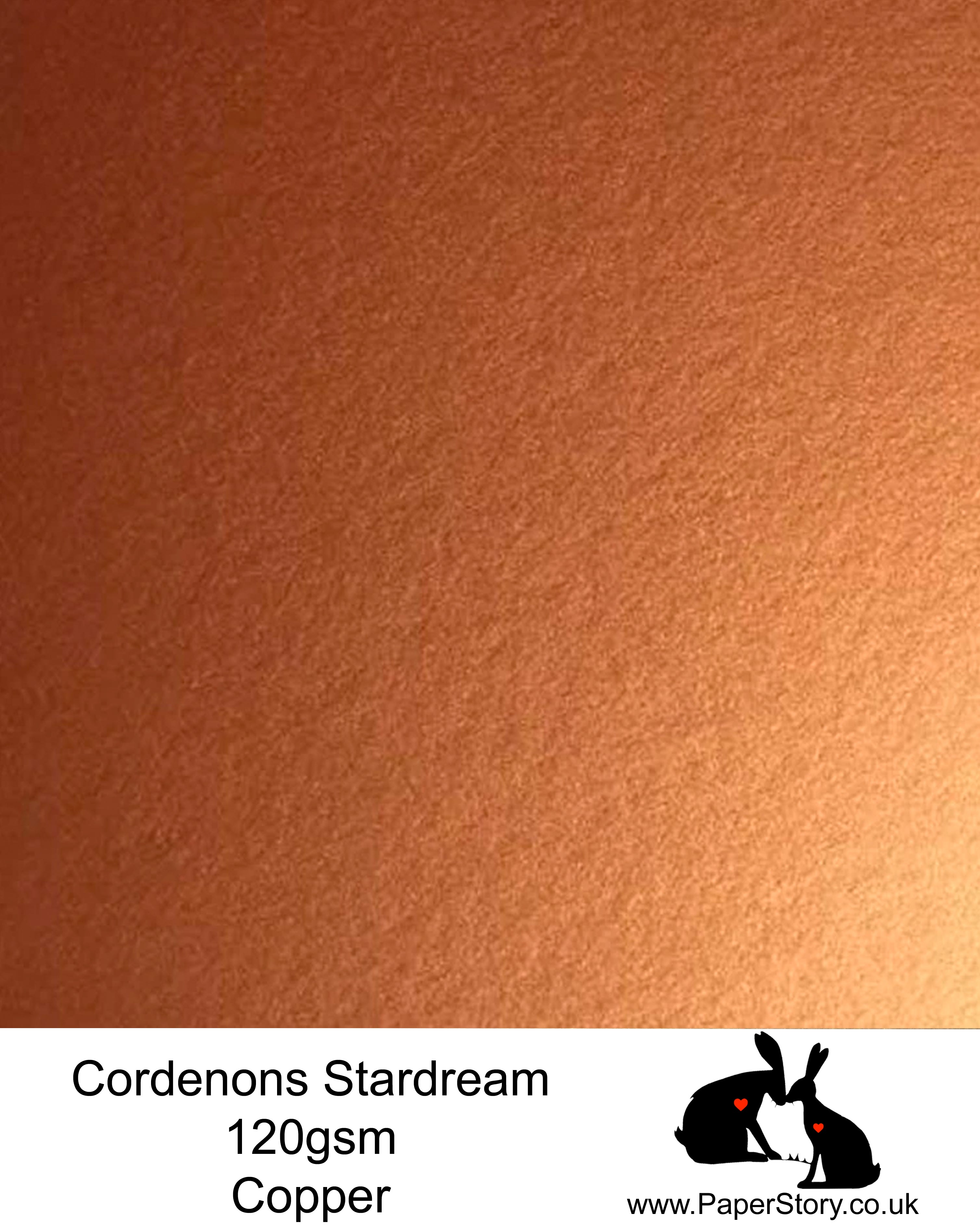 A4 Stardream 120gsm paper for Papercutting, craft, flower making  and wedding stationery. Copper, red brown shimmering metallic paper. Stardream is a luxury Italian paper from Italy, it is a double sided quality Pearlescent paper with a matching colour core. FSC Certified, acid free, archival and PH Neutral