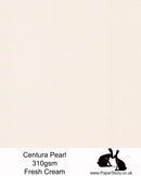 Centura Pearl single sided card 310 gsm. Fresh buttery cream colour. Pearlescent one side, white printable surface on the other. High-quality Pearlescent card made in the UK, perfect for wedding cards, greetings cards, boxes and art and craft projects.