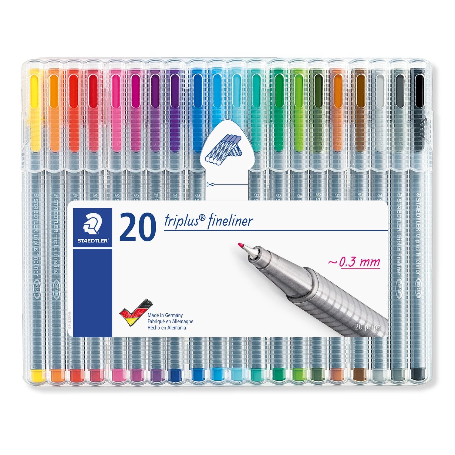 Staedtler Fineliner Triplus pens 20 mixed colours