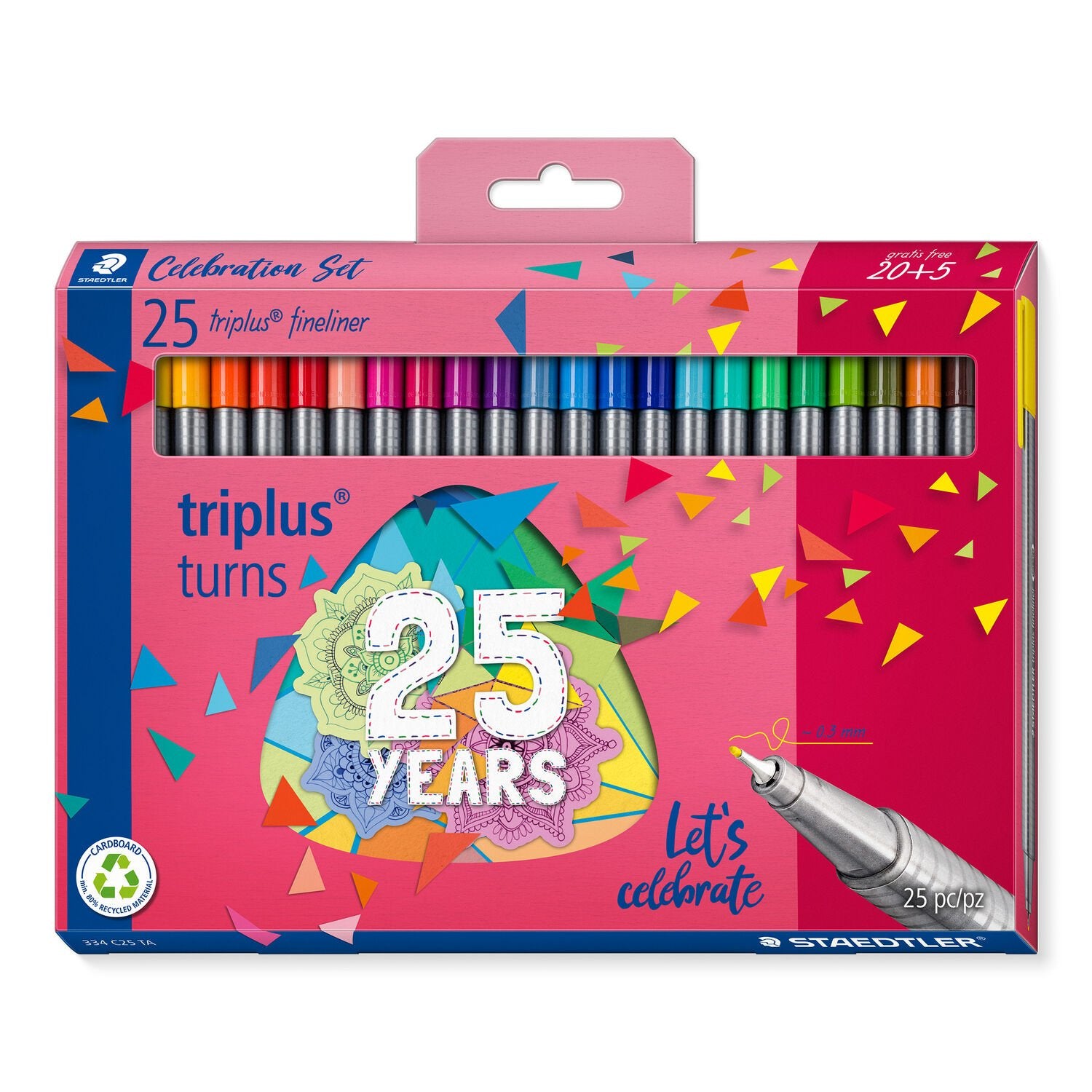 Staedtler Fineliner Triplus pens 25th Anniversary Limited Edition set of 25 mixed colours