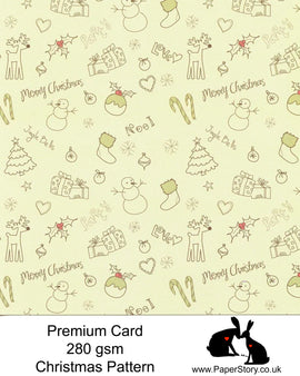 A4 Smooth card 280 gsm Single sided, Christmas pattern. Smooth card, perfect for crafting and card making. Cute repeating pattern, white other side