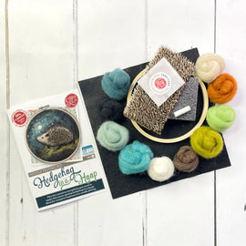 The Crafty Kit Company Hedgehog in a Hoop Needle Felting Craft Kit