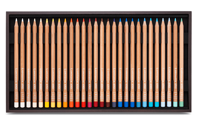 Caran d'Ache Luminance 6901 Professional Colour Wooden Pencil Gift Box of assorted 76 colours + 4 repeat colours + 2 full blenders & 2 Grafwood pencils