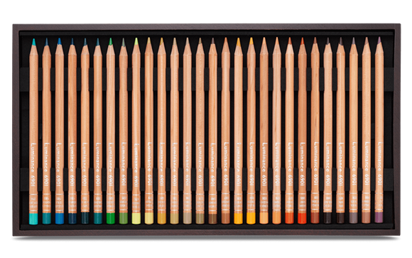 Caran d'Ache Luminance 6901 Professional Colour Wooden Pencil Gift Box of assorted 76 colours + 4 repeat colours + 2 full blenders & 2 Grafwood pencils