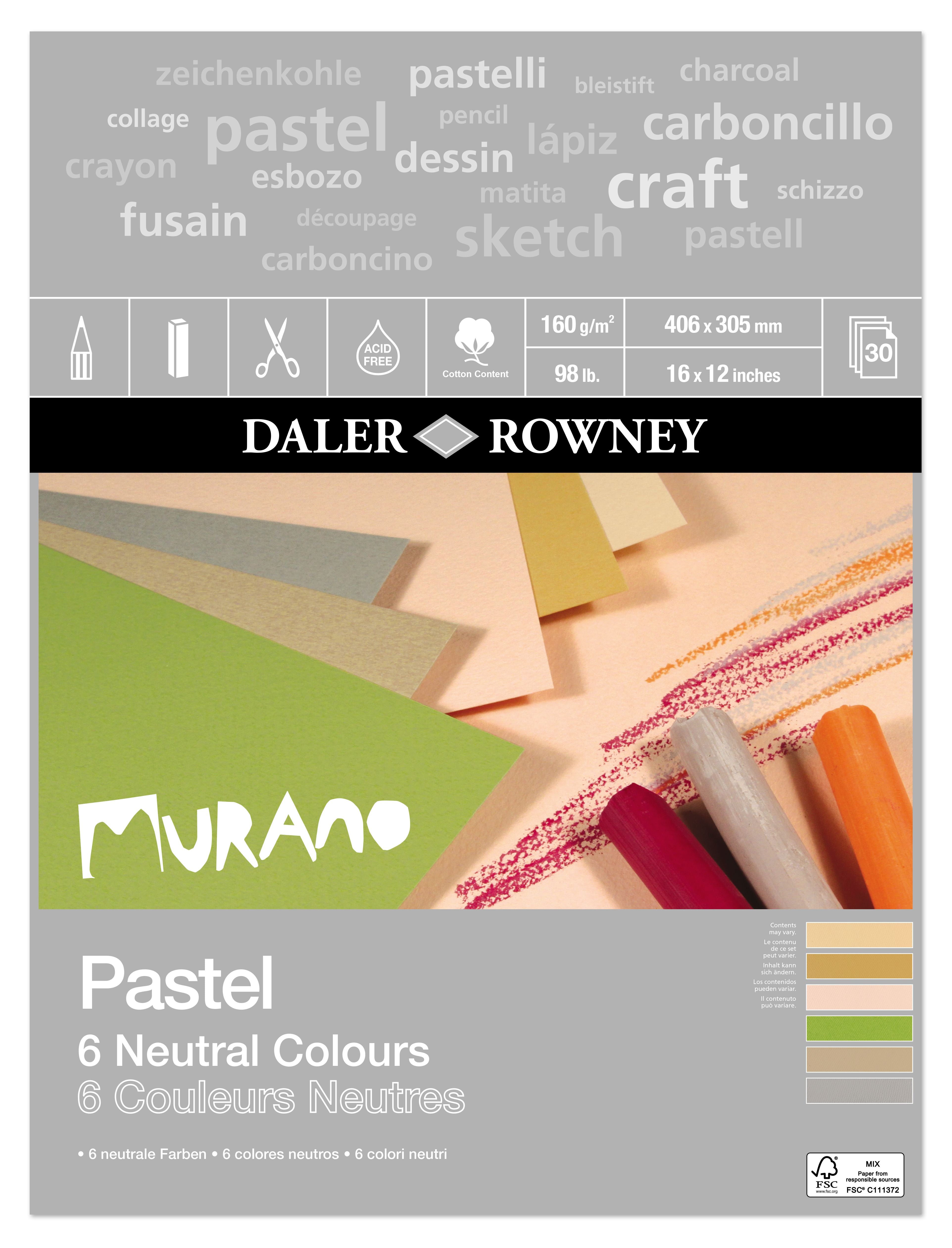 Daler Rowney Murano Pastel Paper Neutral colours pad 16 x 12 inches x 30 sheets