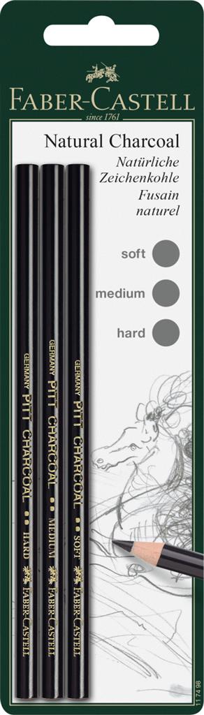 Faber Castell Pitt Natural Charcoal pencils Pack of 3