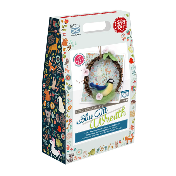 The Crafty Kit Company Blue Tit Wreath Needle felting kit
