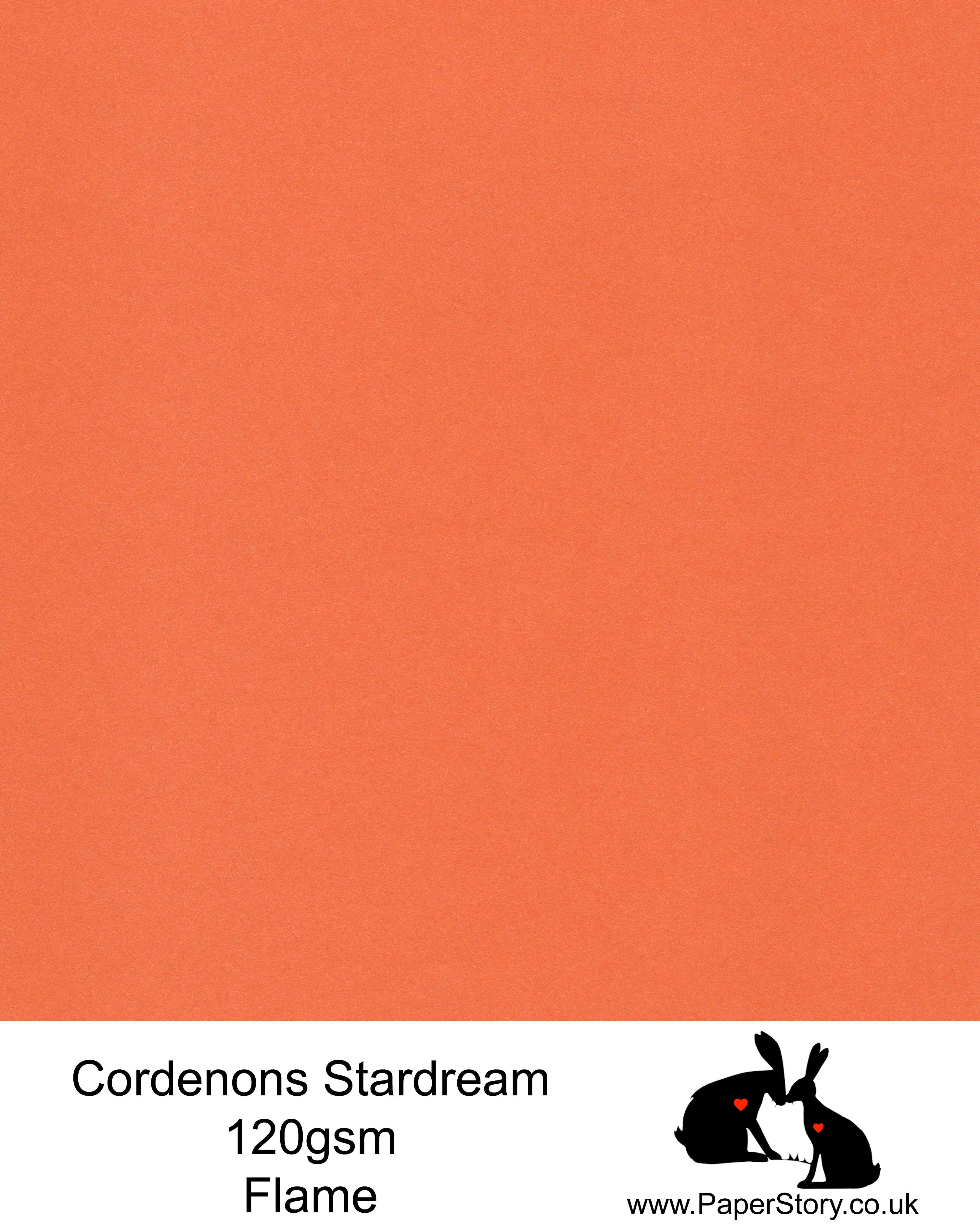 A4 Stardream 120gsm paper for Papercutting, craft, flower making  and wedding stationery. Flame orange, is a perfect colour for paper flowers as well as part of our rainbow packs and halloween.  Stardream is a luxury Italian paper from Italy, it is a double sided quality Pearlescent paper with a matching colour core. FSC Certified, acid free, archival and PH Neutral