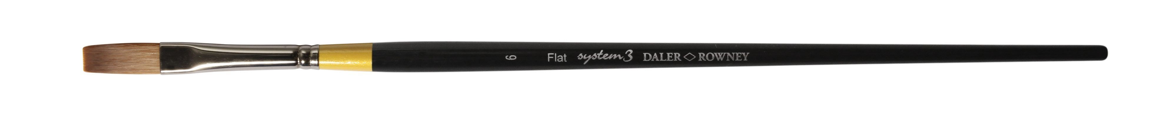 Daler Rowney System 3 Long Handle Brush SY44 Flat 6 Shape: Flat Hair Width: 9.6 mm Hair Length: 24 mm Handle Length: Long