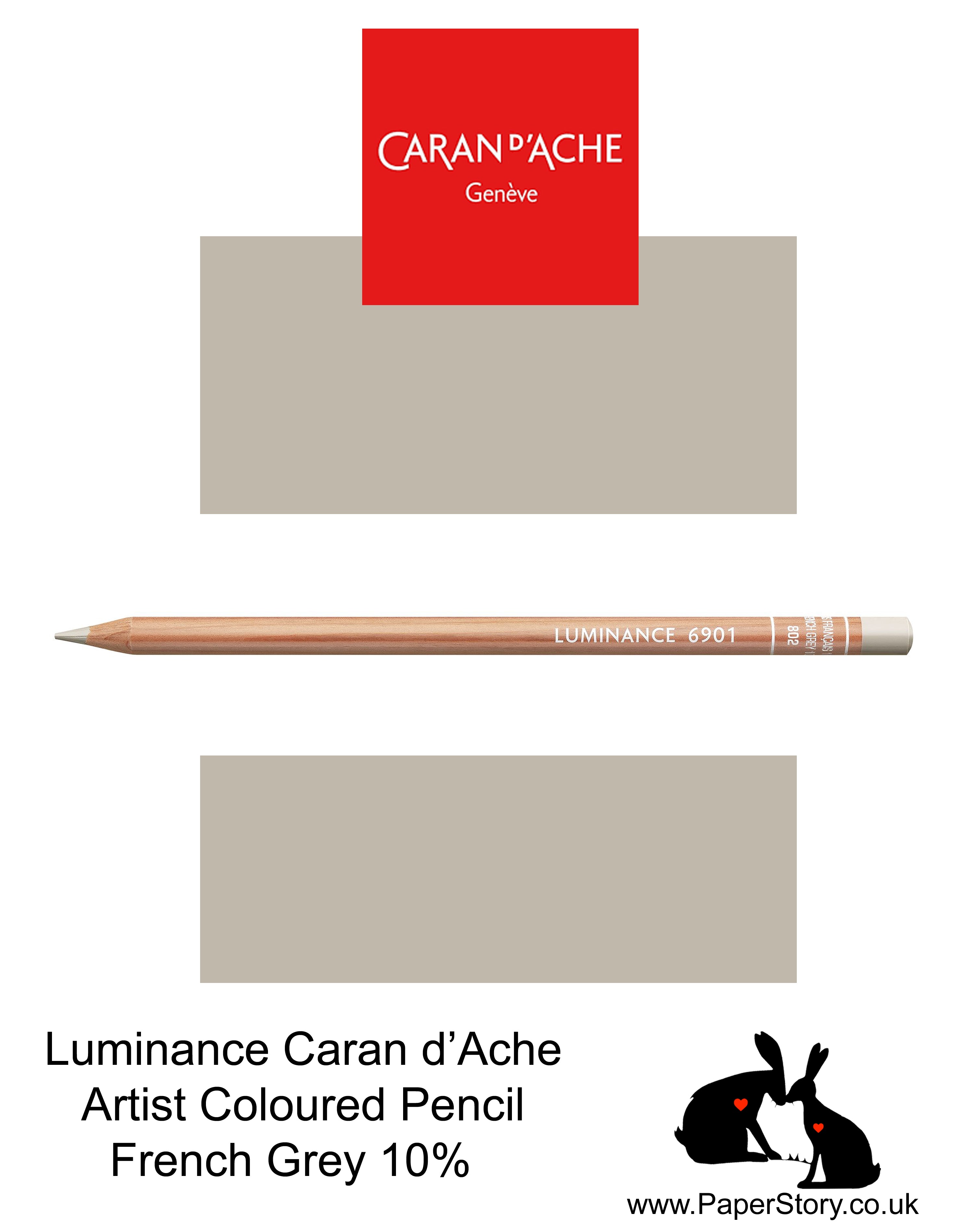 Caran d'Ache Luminance individual Artist Colour Pencils 6901 French Grey 10% 802