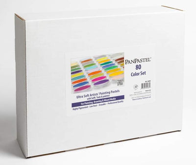 Stunning PanPastel full 80 pan colour set, all the colours you need for your creative pastel journey. PanPastels are a professional and versatile soft pastel, which can also be used on polymer clay. This set includes a fabulous selection of Sofft blending tools and accessories.