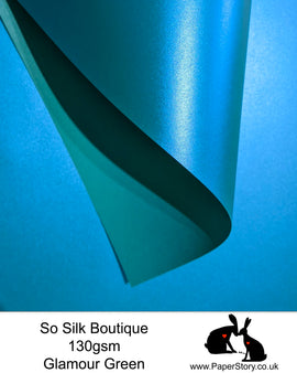 So Silk Boutique 130 gsm. Silky soft Papercutting and craft paper. With a Shimmering Pearlescent finish made with silk fibres, this is a perfect papercutting paper for beginners to experts. The paper has a one sided pearlescent coating, the other side is matte finish for printing templates. When printing with an inkjet printer on the matte side, it is advised to use a quick print or draft settings to avoid ripples, and allow to dry thoroughly. FSC approved, PH Neutral, 100% recyclable acid free.