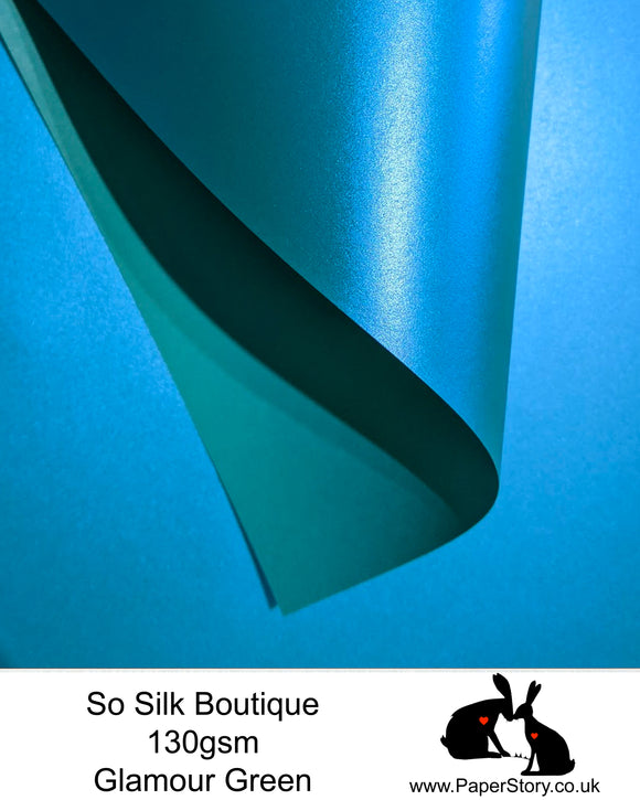 So Silk Boutique 130 gsm. Silky soft Papercutting and craft paper. With a Shimmering Pearlescent finish made with silk fibres, this is a perfect papercutting paper for beginners to experts. The paper has a one sided pearlescent coating, the other side is matte finish for printing templates. When printing with an inkjet printer on the matte side, it is advised to use a quick print or draft settings to avoid ripples, and allow to dry thoroughly. FSC approved, PH Neutral, 100% recyclable acid free.