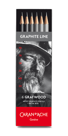 Caran d'Ache : Graphite Line : Box of 6 pencils 2H - 9B Hardness Degrees