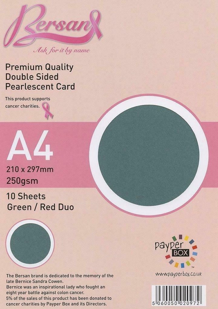 A4 Payperbox Pearlescent card 250 gsm : Green / Red duo