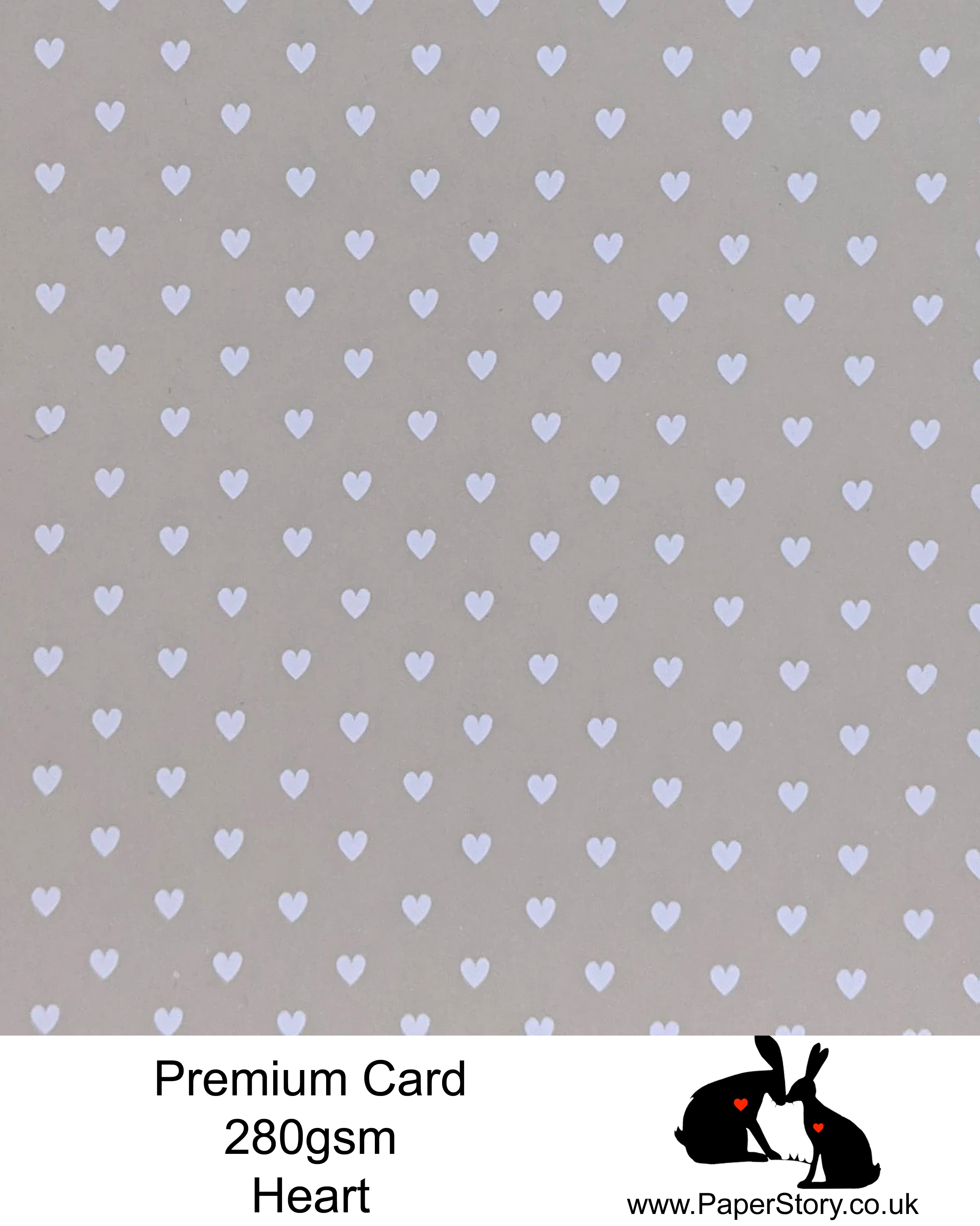 Smooth patterned card 280 gsm White heart pattern A4 x 10 sheets