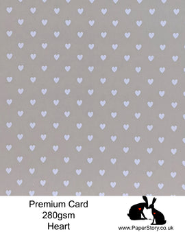 Smooth patterned card 280 gsm White heart pattern A4 x 10 sheets