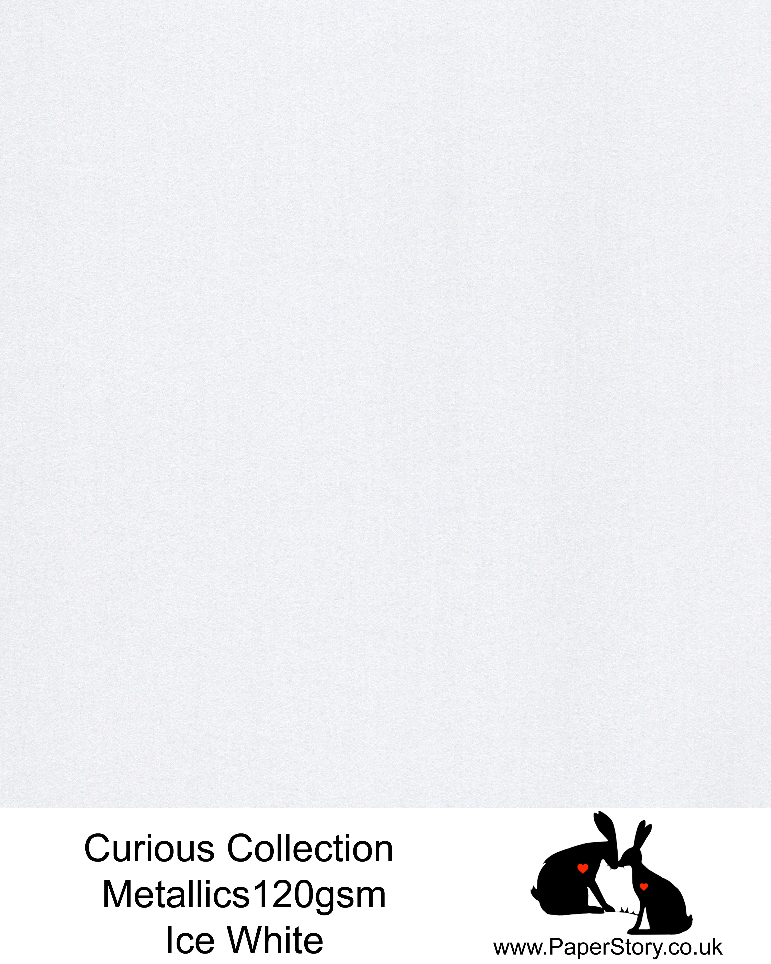 Curious Collection Curious Metallics Ice Silver is a crisp metallic white with a silver glimmer. This unique metallic paper is unlike any other metallic shimmer surface, the natural underlying wove surface of Curious Metallics enhances the stunning metallic shimmer, whilst making it easier to print on with an inkjet printer. This is the perfect paper for those who use a machine or hand cut. Also a very popular product with paper flower artists and crafters.