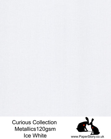 Curious Collection Curious Metallics Ice Silver is a crisp metallic white with a silver glimmer. This unique metallic paper is unlike any other metallic shimmer surface, the natural underlying wove surface of Curious Metallics enhances the stunning metallic shimmer, whilst making it easier to print on with an inkjet printer. This is the perfect paper for those who use a machine or hand cut. Also a very popular product with paper flower artists and crafters.
