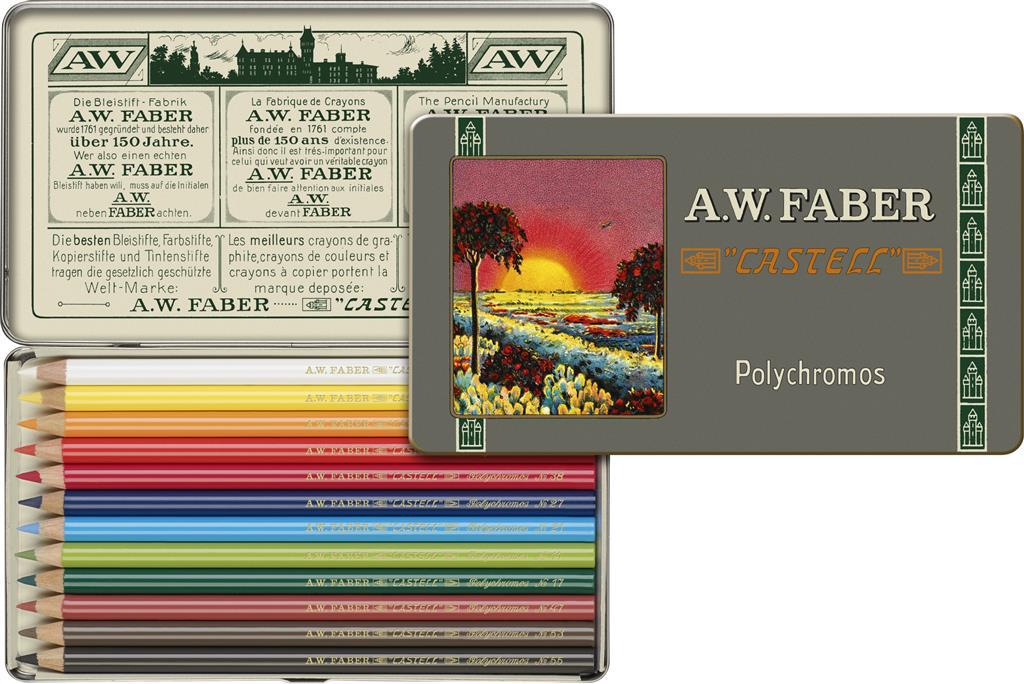 FABER CASTELL Polychromos Pencil Metal tin set 12 Limited Edition 111th Anniversary set