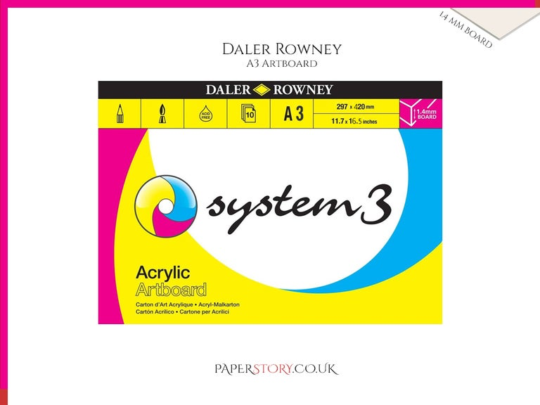 Daler Rowney System 3 Acrylic Artboard A3 x 10 Boards - 0