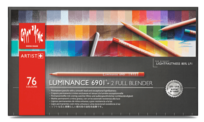 Caran d'Ache Luminance  76 colour assortment set of Artist Pencils + 2 full blenders