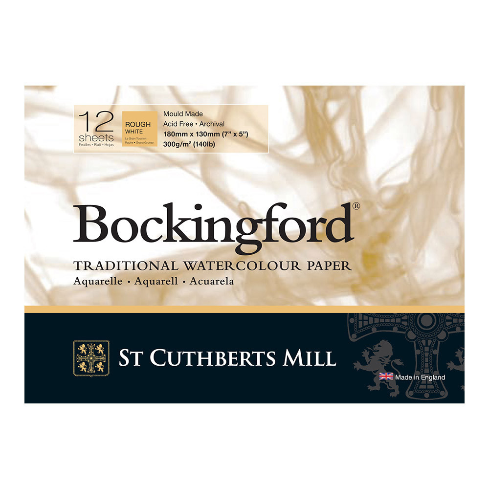 Bockingford : Watercolour Paper Glued Pad 300gsm  : Rough : 7 x 5 inches : 12 Sheets