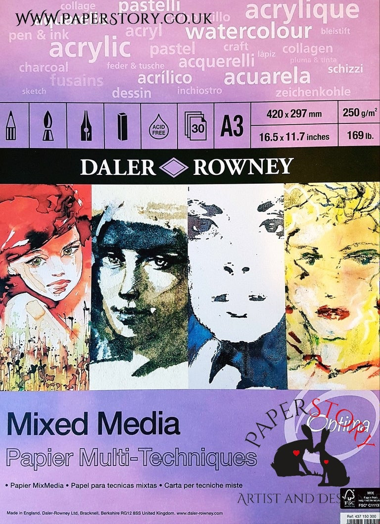 Daler Rowney Mixed Media Spiral Pad 250g x 30 sheets A4