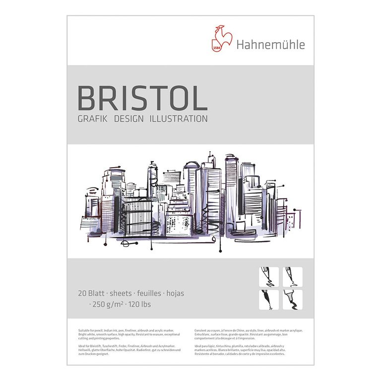 Hahnemühle Bristol Board  250 gsm smooth drawing pad A3 x 20 sheets