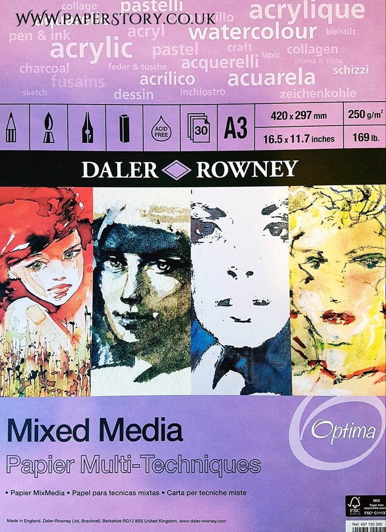 Daler Rowney Mixed Media Spiral Pad 250g x 30 sheets A4 - 0