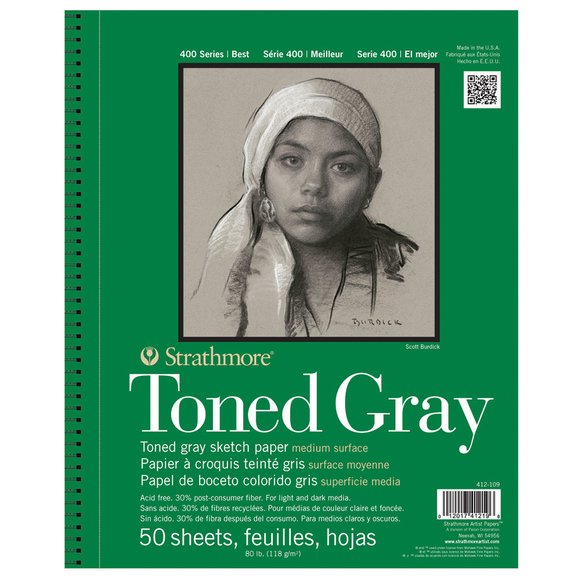 Strathmore 400 Series Toned Grey - Wire Bound (9x12") 50 Sheets
