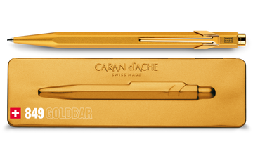 Caran d'Ache 849 Goldbar Ballpoint pen and holder paperstory uk