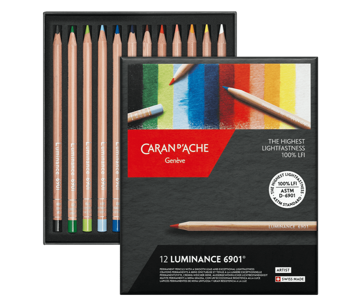 Caran d'Ache Luminance 12 colour assortment set of Artist Pencils