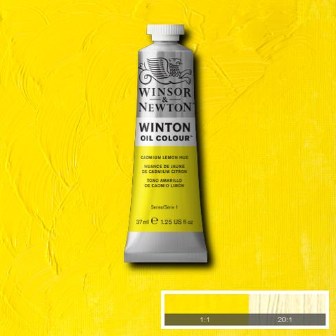 Cadmium Yellow Hue is a cool, bright yellow colour. It is an opaque colour closely resembling genuine Cadmium LemonWinsor & Newton Oil : Winton 37 ml : Cadmium Lemon Hue