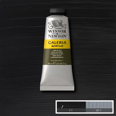 Winsor and Newton Galeria Acrylic Lamp Black : 60ml