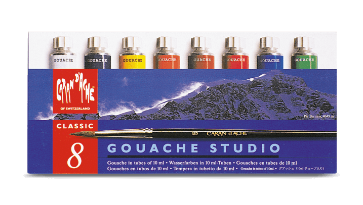 Caran d'Ache Gouache paint tubes assortment of 8 colours